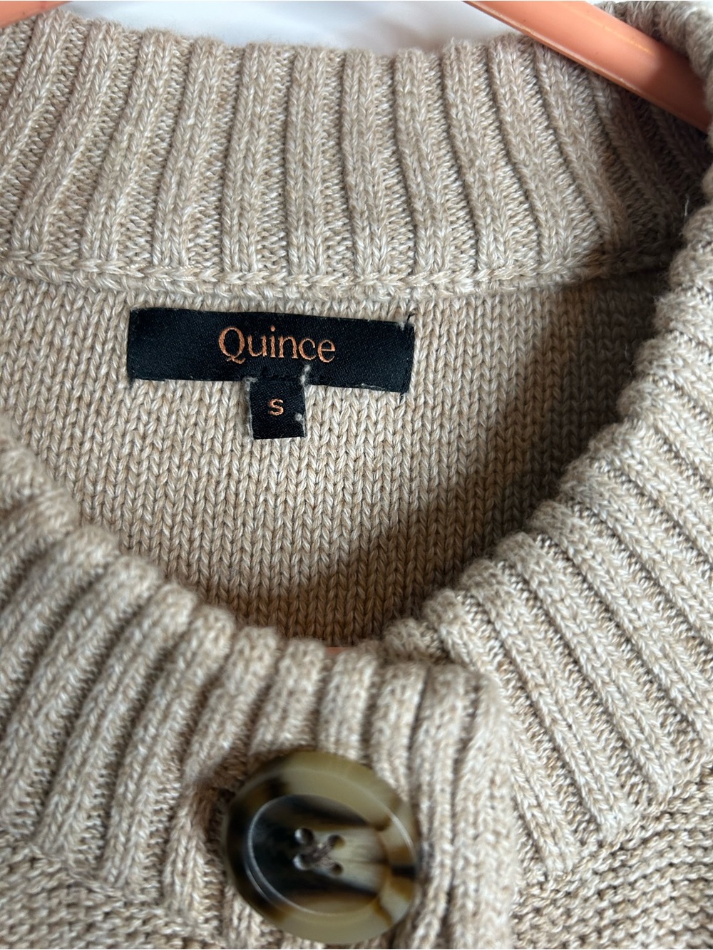 Quince Women’s Size Small Organic Cotton Cardigan Beige 5840 - Picture 3 of 4